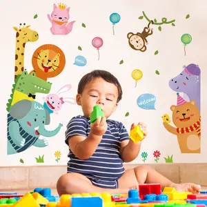 Juryiyao — autocollants muraux d'animaux, stickers de décoration murale, pour chambre d'enfant, style dessin animé