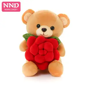 Teddy Bear Rose With Heart Kawaii Plush Stuffed Toy Mini Cuddly Animal Doll Super Soft 25CM For Girlfriend Birthday Niuniu Daddy