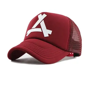 도매 맞춤형 프로모션 접이식 야외 스포츠 골프 모자 방수 실크스크린 5 패널 트럭 그물 모자 인쇄 로고