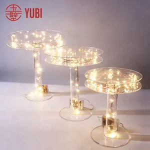 Fashion hot sell wedding fillable cake display stands acrylic cake stand with light