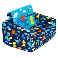 Sofá suave y cómodo 2 en 1 para niños, cama de espuma abierta con tapa, tapizado, plegable