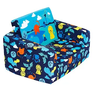 Doux confortable 2 en 1 Flip Open Foam Sofa Canapé-lit pour enfants Canapé rembourré pour bébé Flip out enfants pliant mini canapé