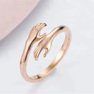 Yiwu Aceon Stainless Steel New Lover Jewelry Romantic Hands Hug Ring