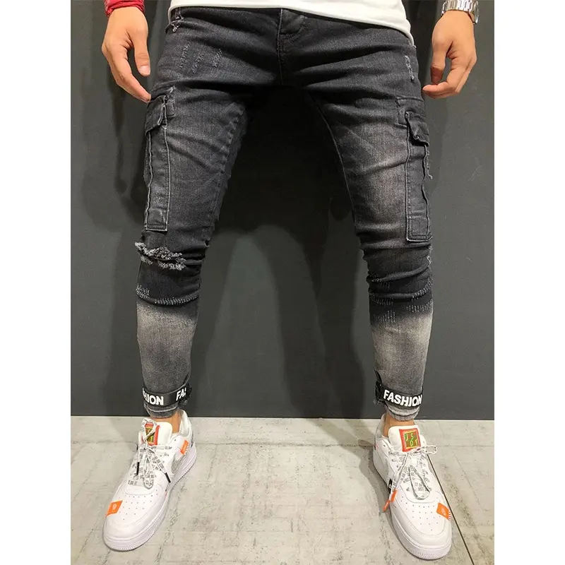 ブランドのないファッションボーイフレンドファンキーデニムジーンズペント男性のための新しいスタイル