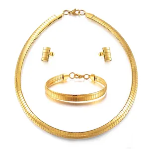 BAOYAN позолоченная цепочка из нержавеющей стали, ожерелье, серьги, браслет, Свадебный комплект ювелирных изделий