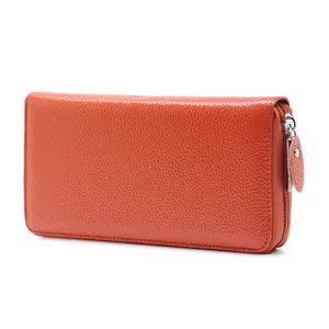 2024 New Style Mode RFID Reiß verschluss Frauen Brieftasche anpassen Echt leder lange Brieftasche