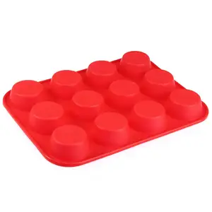 Benhaida Mini Muffin Pan 12 Cups Silicone Mold for Cupcakes and Baking Non Stick Tray