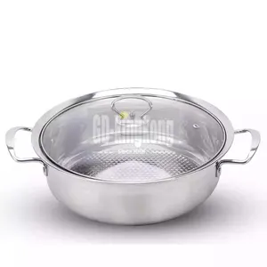 Olla de cocina antiadherente de acero inoxidable, base revestida 430, 28cm, precio bajo de fábrica de china