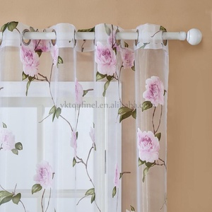 Topfinel Pink Floral Rose Print Tulle <strong>Curtains</strong> <strong>for</strong> Window Elegant Yarn <strong>for</strong> Living Room Bedroom <strong>Kitchen</strong> Door <strong>Curtain</strong> Drapes - Product Image 3