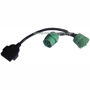 Connecteur adaptateur Y 9 broches de type vert pour camion lourd vers connecteur OBD 2 16 broches avec câble auxiliaire 30mm J1939 Deutsch - Product Image 1