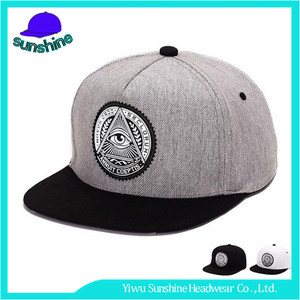 100% algodón 5 panel negro brim snapback sombrero casquillo de los deportes de diseño personalizado de barcelona - Product Image 1