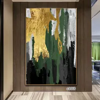 Hot Verkoop Handgemaakte Wall Art Groot Abstract Goudfolie Olieverfschilderij