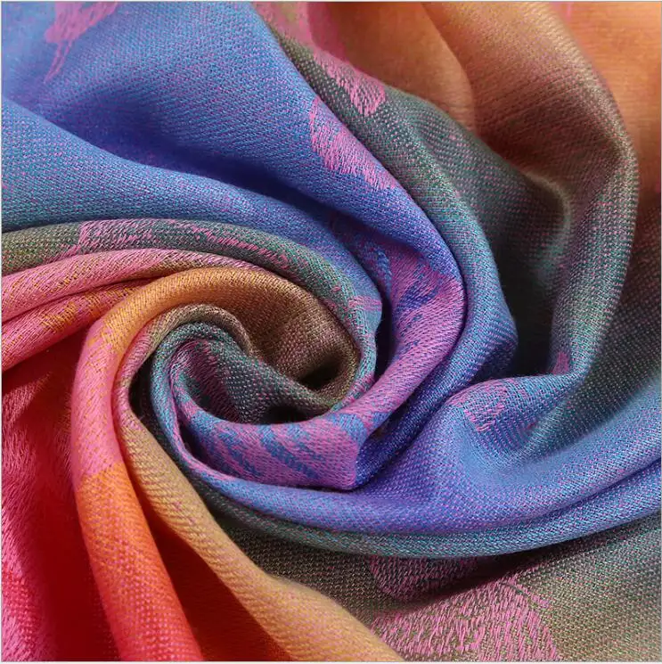 Factory Custom Rainbow Color Ombre Online Wholesale Textured Pashmina Shawl Stole Scarf Hijab