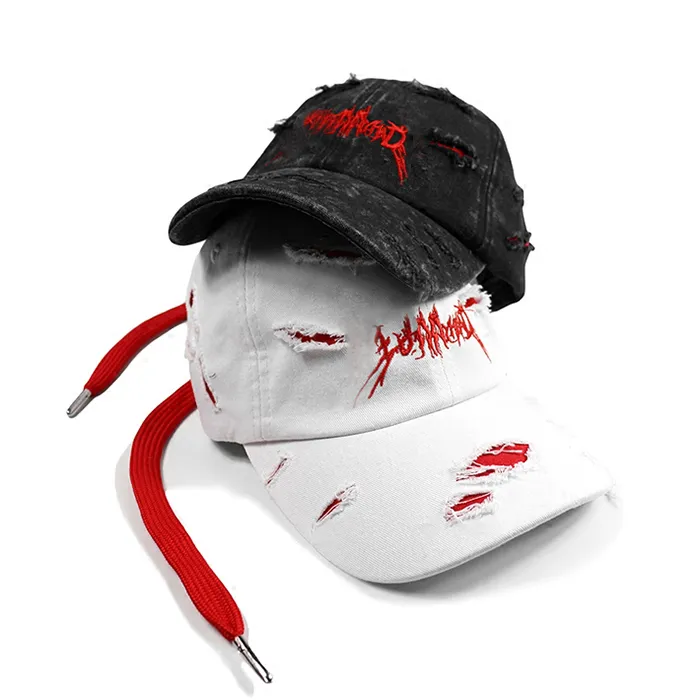 Wholesale baseball cap long strap custom 3D embroidery sailboat outdoor sports caps cotton denim sun visor hat
