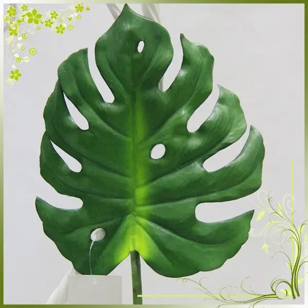 Commercio all'ingrosso della decorazione della casa fiore artificiale monstera branch foglie spray falso tartaruga pianta faux