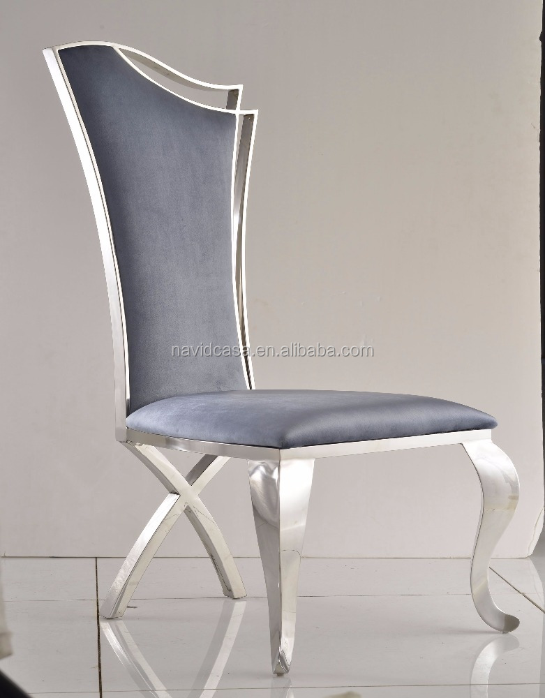 Золотой поставщик B8096, современное синее тканевое обеденное кресло с высокой спинкой