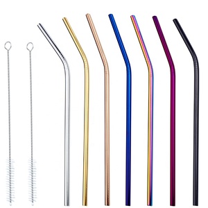 Cannuccia Riutilizzabile Portatile in Acciaio Inossidabile Ecologico con Punta in Gomma Curva - Product Image 4