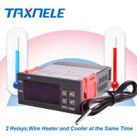 Controlador de Temperatura Digital LED STC-1000 110V-220VAC 10A con Dos Salidas de Relé, Termostato para Calefacción y Refrigeración