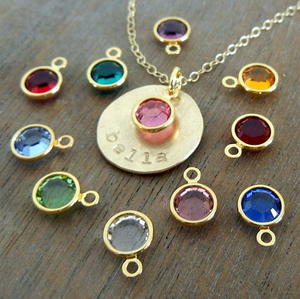 Hermosa etiqueta redonda de oro estampado a mano nombre jewelry12 colores collar de piedra natal - Product Image 1