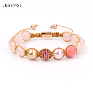 <span class=keywords><strong>Bracciale</strong></span> da Donna alla Moda con Perline di Pietre Preziose Naturali: <span class=keywords><strong>Quarzo</strong></span> <span class=keywords><strong>Rosa</strong></span> e Ametista - Product Image 2