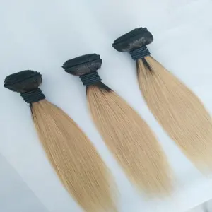 Nhanh chóng miễn phí vận chuyển 3 bó 12inch Ombre màu # 1B 27 30 320 99j hai giai điệu bó tóc Trinh Nữ mượt thẳng