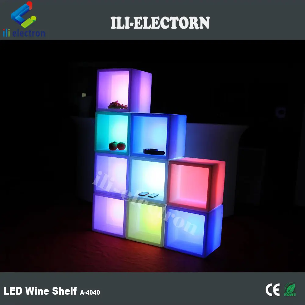 Iluminado cubo de pantallas led que brilla intensamente cambio de color de plástico