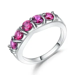 Abiding natural rhodolite garnet gemstone band finger solid 925 jewelry sterling silver wedding ring