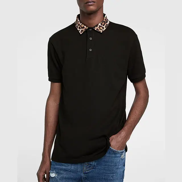 맞춤형 자카드 칼라 도매 폴로 셔츠 블랙 반팔 남성 디자이너 폴로 스포츠 셔츠 맞춤형 로고