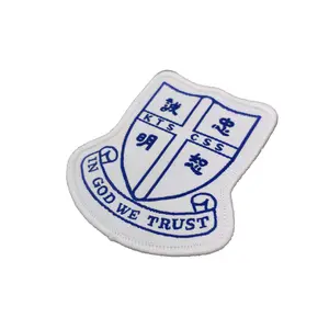 Lovely patch laser cut woven fabric logo patch for garment