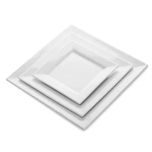 工厂价格瓷板套西式瓷板耐用餐厅方形白色陶器板
