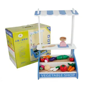 ขายส่งคอสเพลย์เด็ก Market Shop Pretend Play รวมของเล่นแผงลอยผักตัดของเล่น