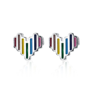 Fashion 925 Sterling <strong>Silver</strong> Colorful <strong>Heart</strong> <strong>Stud</strong> <strong>Earrings</strong> for Women Gifts Jewelry - Product Image 2