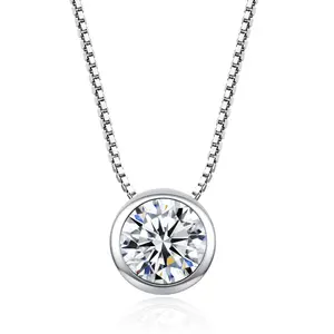 Classic Permanent 2ct Solitaire Hearts and Arrows round CZ Pendant Necklace