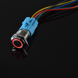 Interrupteur à bouton-poussoir métallique étanche 16 mm, à verrouillage momentané, 1NO 1NC, avec anneau et lumière LED, large tension 9-24V 12V 110V 220V - Product Image 4