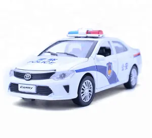 Modelo de coche de policía 1:32 sonido y luz Pullback juguete fundido a presión