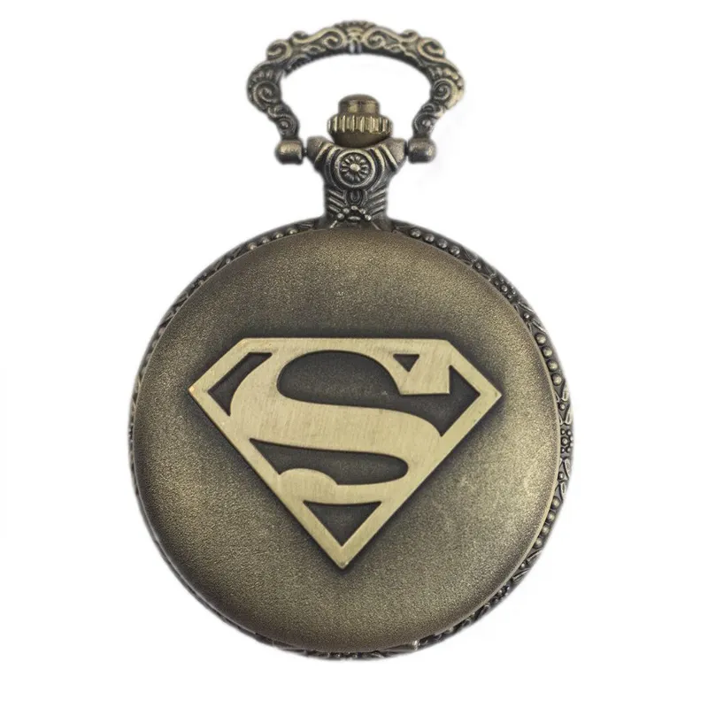 Colgante de reloj de bolsillo con Logo de Superman de bronce, venta directa de fábrica