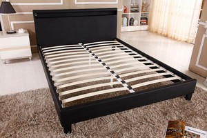 New High Gloss <strong>Black</strong> Double <strong>Single</strong> Storage <strong>Bed</strong> with LED Lighting - Product Image 4