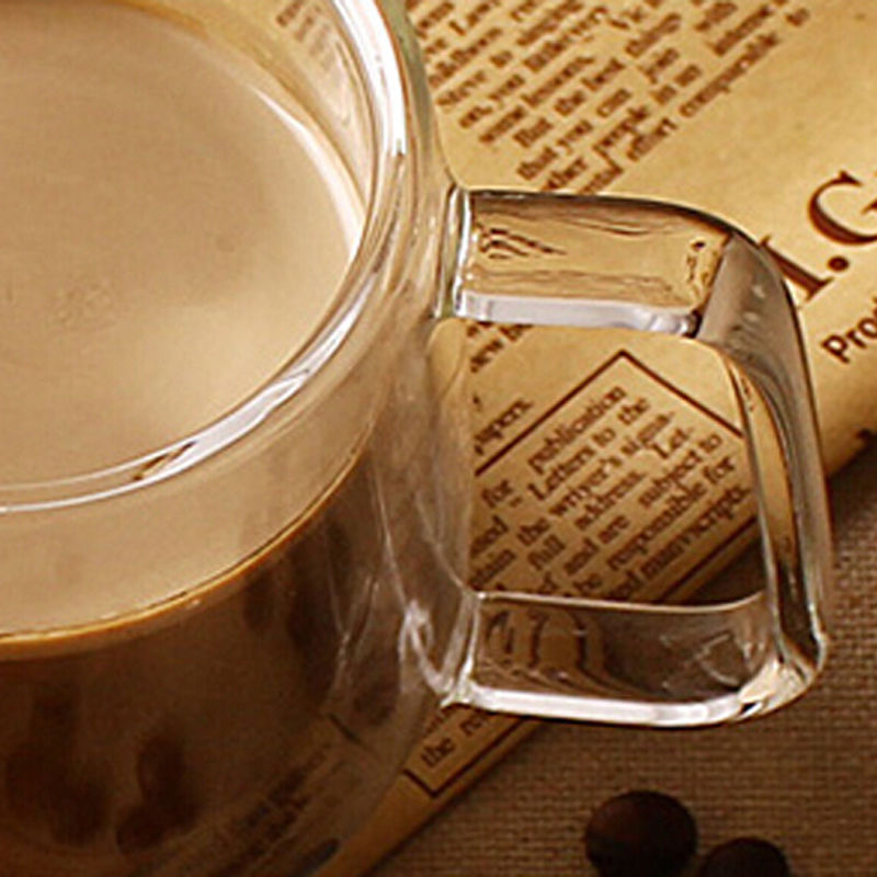 Hot Sale 200ML Handmade Double Wall Coffee Glass Mug With Handle