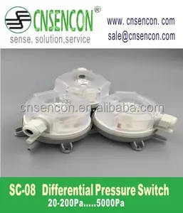 SC-08 de interruptor de presión diferencial para HVAC ajustable 20-200Pa, 30-300Pa, 50-500Pa