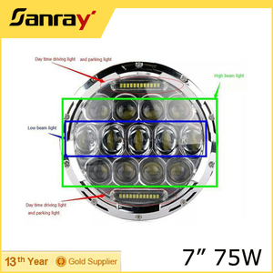 75 W luz de cruce y carretera función 7 pulgadas del Jeep del <span class=keywords><strong>faro</strong></span> - Product Image 6
