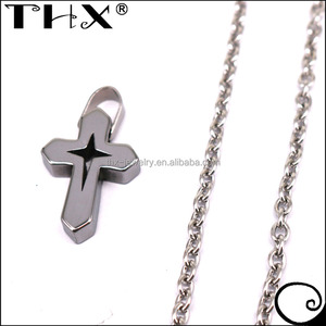 패션 새로운 텅스텐 크로스 펜던트 스테인레스 스틸 목걸이 - Product Image 2