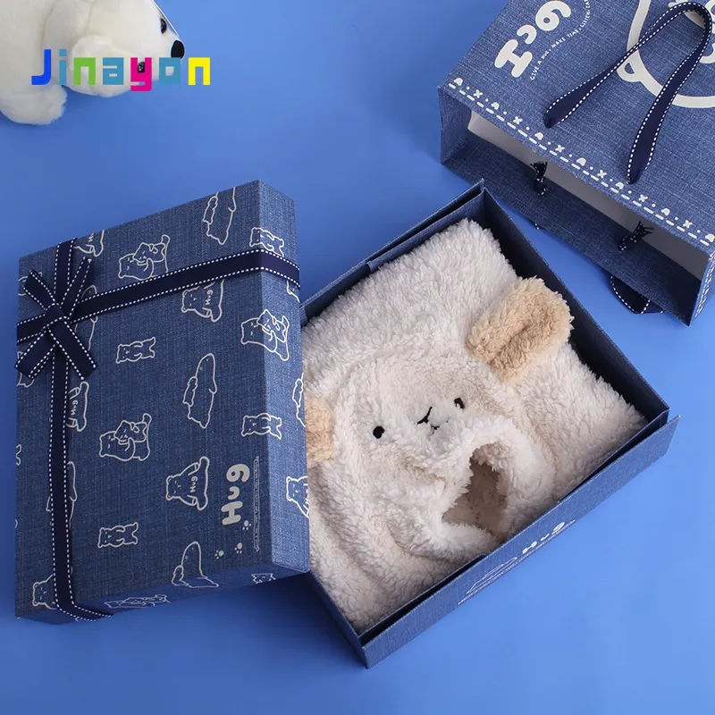 Jinayonカスタマイズブルーギフトボックス衣類リサイクル可能な蓋付き包装ボックス高品質の紙製品