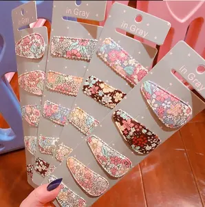 (Pas de Cartes D'emballage, 5 pièces dans un sac D'opp) 2019 Dernière Fleur Imprimé Coréen Barrettes Cheveux Accessoires Pinces À Tissu Pince À Cheveux Ensemble