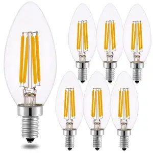 CRI lampu LED filamen LED bohlam lilin transparan kualitas tinggi 90 pencahayaan dekoratif kaca 360 derajat E14 230v-45-50