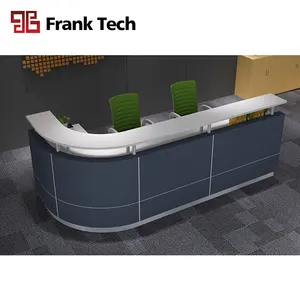 弗兰克技术白色绘画计数器设计木制前台接待表 l形沙龙接待柜台