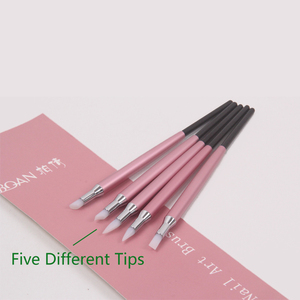 BQAN New Design Hot Selling Acrylic and Metal Handle Silicone Nail Tool Silica Brush for Painting Brush 5pcs/Set