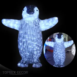 Pingüino led acrílico con luces ilumina las decoraciones navideñas de pingüino