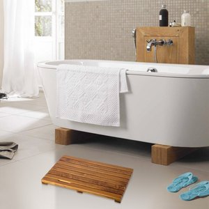 Bath <strong>Shower</strong> <strong>Mat</strong> Teak <strong>Wood</strong> Luxury Spa Solid Indoor / Outdoor Inside or on the Bathroom Bath <strong>Mat</strong> Sustainable,non Slip Hang Tag - Product Image 3