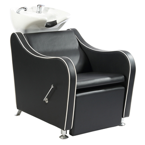 Beyaz seramik lavabo sentetik deri istasyonu ile berber lavabo sandalye kuaför koltuğu ve taşınabilir şampuan kase sandalye - Product Image 1