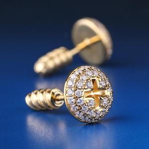 KRKC & CO pendientes de plata de ley 925 de Hip Hop de 14K oro - Product Image 3